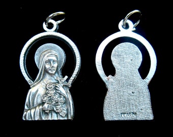 Large St Therese of Lisieux Medal/ St Therese Charm for Necklace/Silhouette Saint Therese /Little Flower/Patron Florists/Missionaries