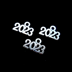 2023 Charm, Graduation Charm, Birth year Charm, Wedding Date, Anniversary Charm, Set of (3), Silver Tone
