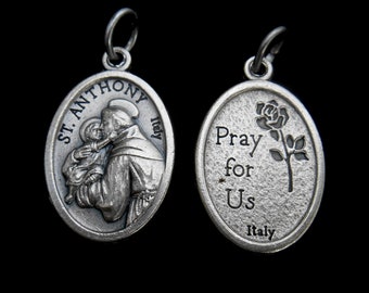 St Saint ANTHONY- Saint Anthony Medal, Catholic Saint Pendant, Anthony of Padua Pendent, Saint Charm, Saint Medal 1 inch tall (Qty 1)