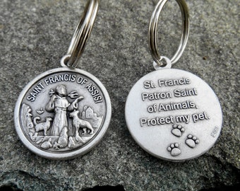 St Saint Francis of Assisi/ Saint Francis Medal/ Francis Pet Protection Medal, Bless and Protect my Pet/Patron of animals/ Cat/Dog Tag Medal