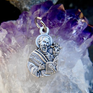 St Saint LUKE Silhouette- Saint Luke Medal, Catholic Saint Necklace, Saint LukePendent, Saint Charm, Saint Medal 1 inch tall (Qty 1)