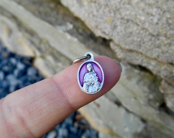 TINY Pink SAINT Therese/ Miniature St Therese Charm/ Mini Saint Therese Pink Enamel Bracelet Charm/Catholic Gifts/Little Flower Charm