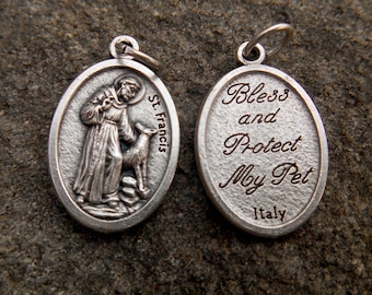 St Saint Francis of Assisi/ Saint Francis Medal/ Francis Pet Protection Medal, Bless and Protect my Pet/Patron of animals/ Cat/Dog Tag Medal