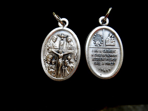 Four Way Cross Medal/ 4 Way Cross Medal/New Driver Gift/Catholic Charm/Catholic Gifts/Call A Priest/ 4-Way Medal/ Auto Medal/ Emergency