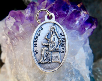 St Saint Hildegard/ Saint Hildegard Medal/ Catholic Saint Necklace Charm/Saint Hildegard of Bingen/ Saint Medal/ Patron creativity (Qty 1)