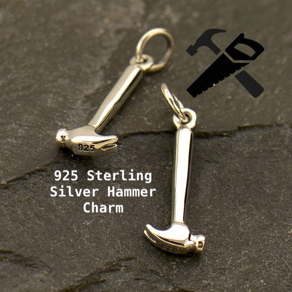 Sterling Silver Hammer Charm Tiny Tool Charm. This Cute Etsy