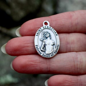 Saint SEBASTIAN Baseball Medal, St Sebastian Charm for Necklace, Saint Sebastian Confirmation Saint, Patron Archers Athletes, QTY (1)