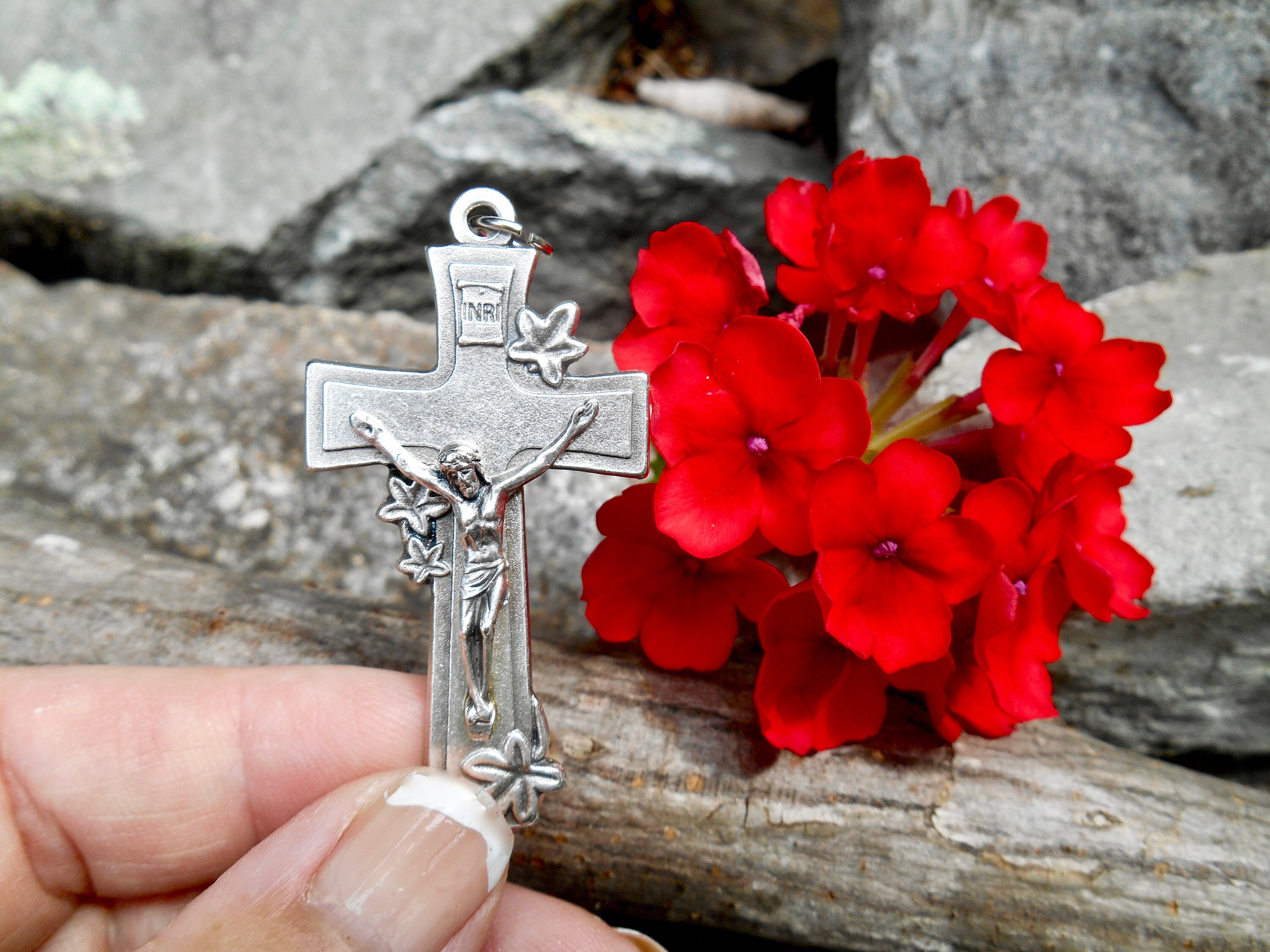 ROSARY CROSS Lily Pendant/ Jesus Cross Rosary Cross/ Crucifix/ Etsy