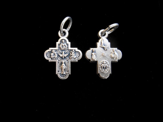 TINY Five Way Cross Charm/ Catholic Medal/Cross Charm for Necklace/Catholic Charm/Catholic Gifts/Extra Small Miraculous Medal/Jesus Cross