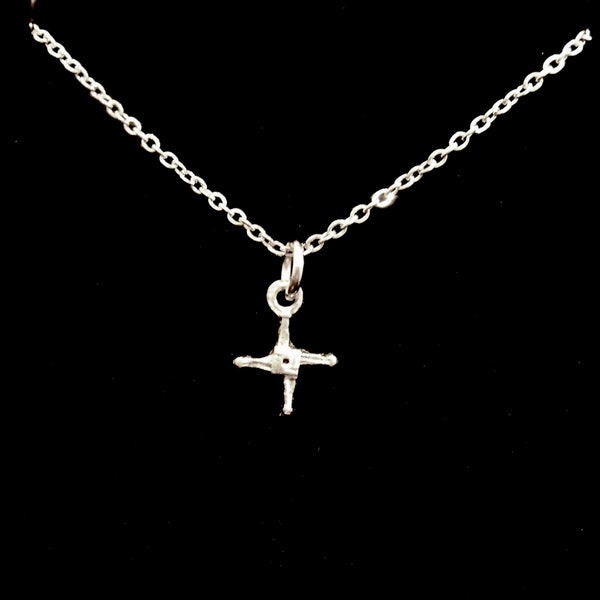TINY Saint Brigid Cross Charm Necklace/St Brigid Cross Medal/Protection from Evil/Saint Brigid of Ireland/Goddess Charm Necklace