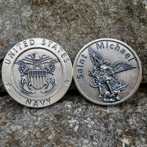 US Navy Token/ Saint Michael Protection Token, Deployment Gift, Boot Camp, Military Support, Pocket Token, ST. Michael ArchAngel, Defend