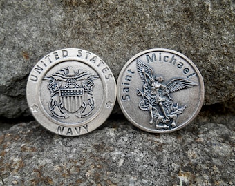 US Navy Token/ Saint Michael Protection Token, Deployment Gift, Boot Camp, Military Support, Pocket Token, ST. Michael ArchAngel, Defend
