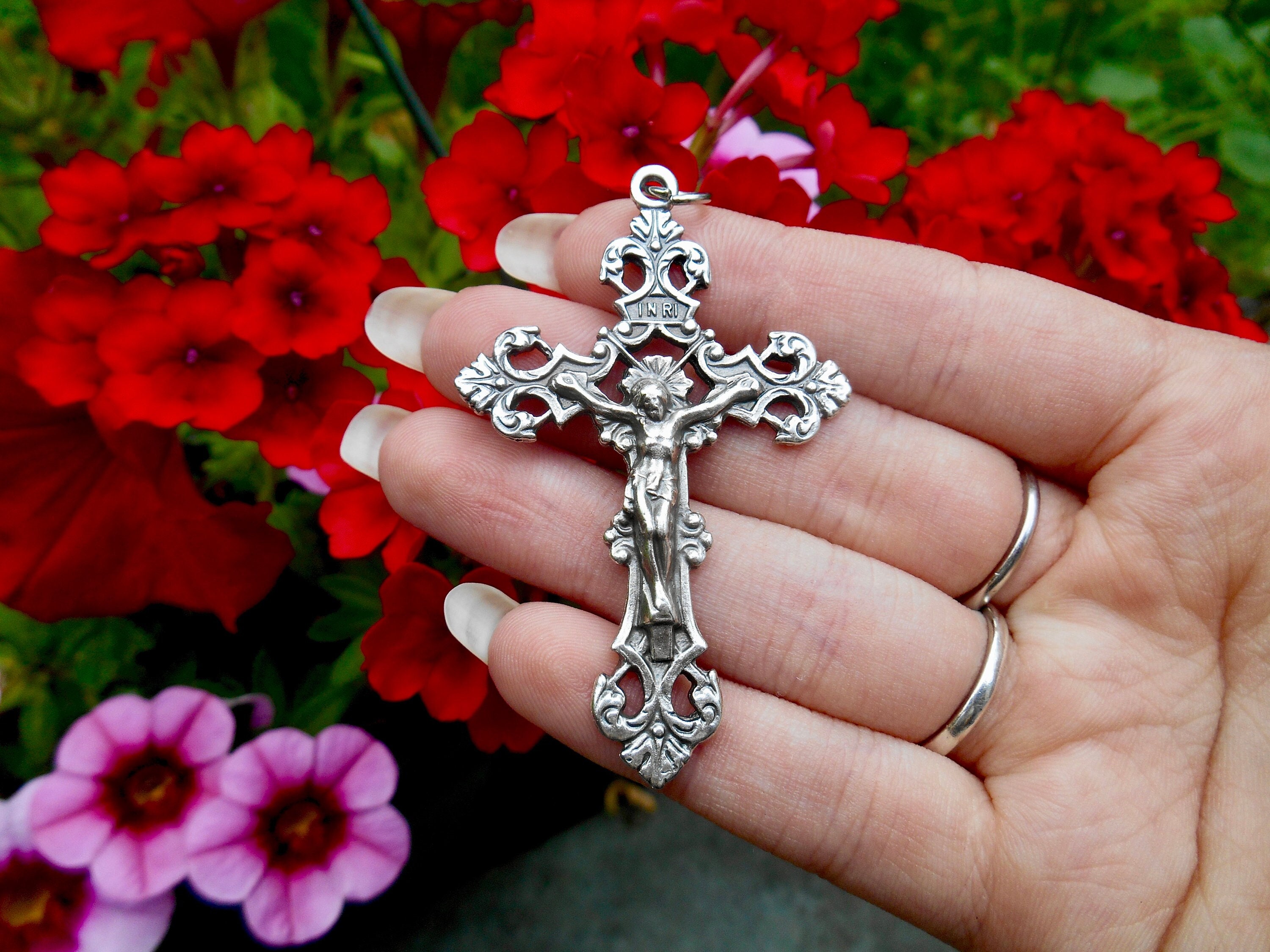 Fluer De Lis Rosary Crucifix/ Italian Made Pardon Crucifix/ Rosary