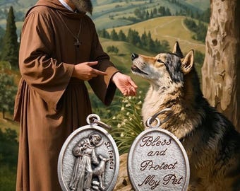San Francisco de Asís / Medalla de San Francisco / Medalla de protección de mascotas de Francisco, bendice y protege a mi mascota / Patrón de los animales / Medalla con placa de identificación para gato/perro