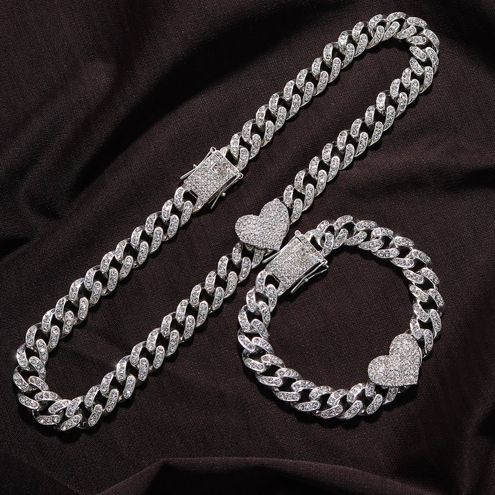 Diamond Heart Necklace Chain Choker 