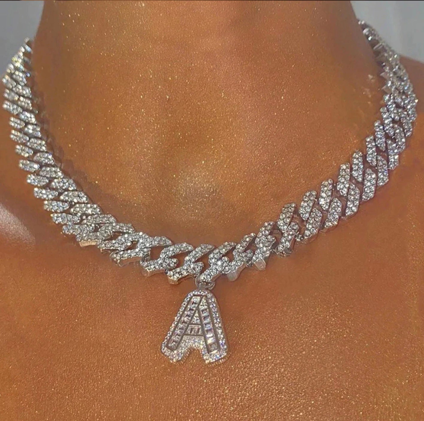 Cuban Link Choker Diamond Choker Iced Out Cuban Link Chain Etsy