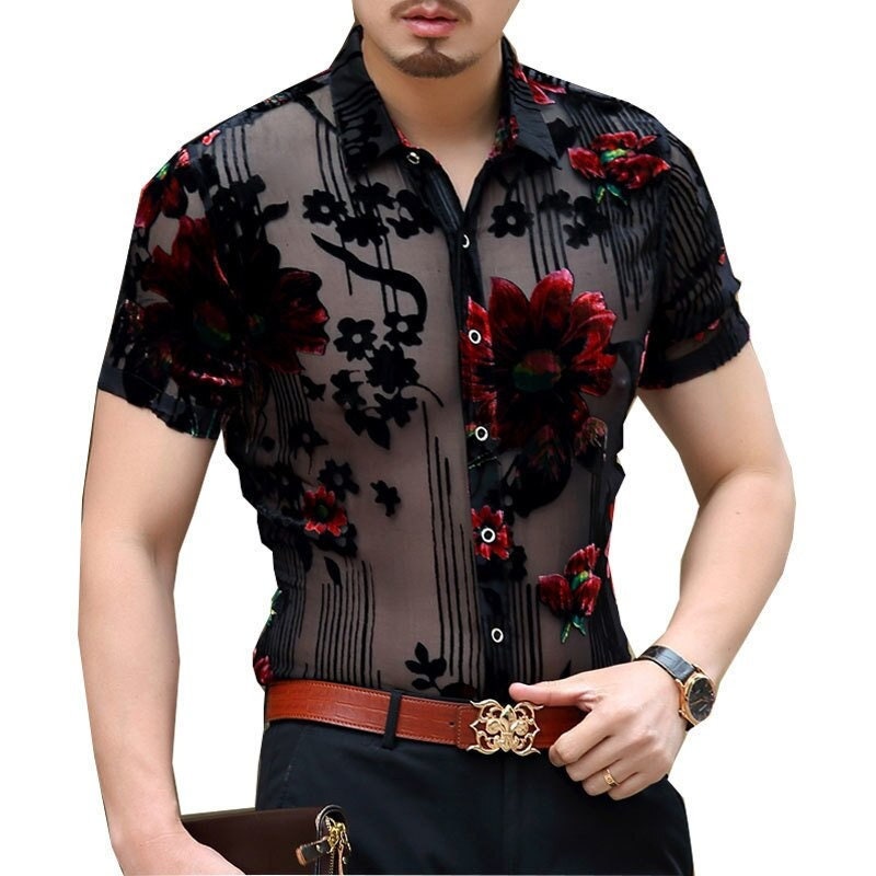 Mens Unisex Floral See Through Shirt Sheer Shirt Gay Men - Etsy
