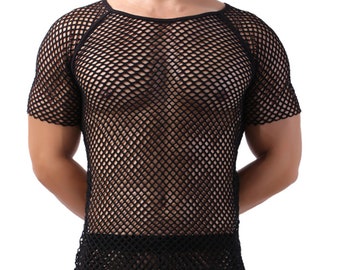 Sexy Men's Non Binary Fishnet Shirt See 