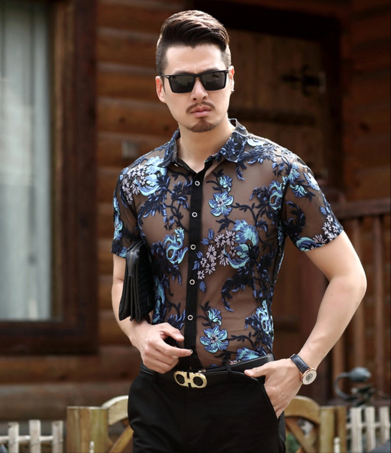 Mens Unisex Floral See Through Shirt Sheer Shirt Men Summer - Etsy Israel