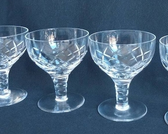 Stuart Crystal four vintage port or liqueur glasses in the Beau pattern