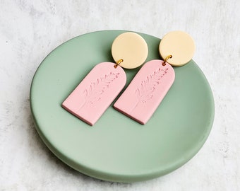 Botanical Clay Earrings | Arch Earrings | Pink Earrings | Clay Jewellery | Drop Earrings | Minimal Earrings | Plant Earrings | Gift for her