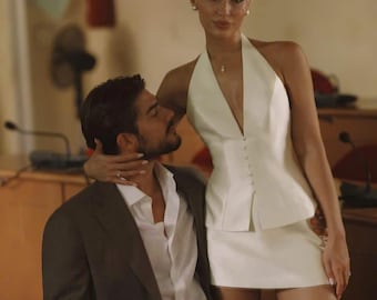 Ivory silk mini skirt - High waisted skirt - Mini satin skirt - Silk wrap mini skirt- Exaggerated Waist Tie- Gift for her Summer Skirt