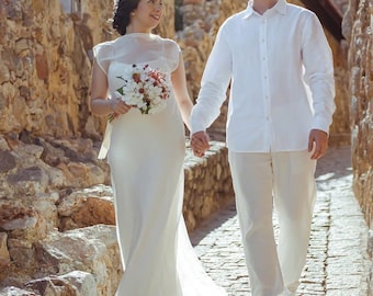 Ivory Dress - Midi Dress - Bridesmaid Dresses - Silk Dress - Simple Wedding Dress - Engagement Dress - Slip Dress - Gift for her