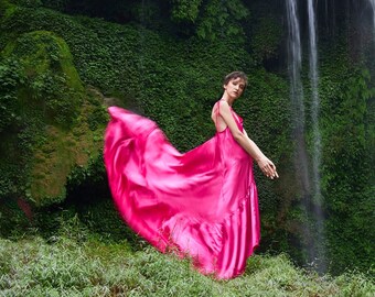 Maxi Long Strain Dress, Silk Satin Dress, Bridesmaid Dress, Wedding Dress, Dress For Photo, Flowy Dress, Gift for her, Valentine gift