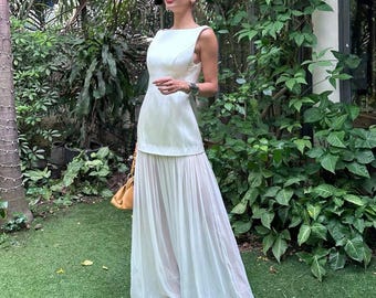 Ivory Dress - Midi Dress - Bridesmaid Dresses - Silk Dress - Simple Wedding Dress - Engagement Dress - Slip Dress - Gift for her