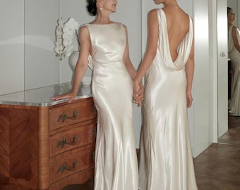 Ivory Dress - Maxi Dress - Bridesmaid Dresses - Silk Dress - Simple Wedding Dress - Engagement Dress - Slip Dress - Gift for her