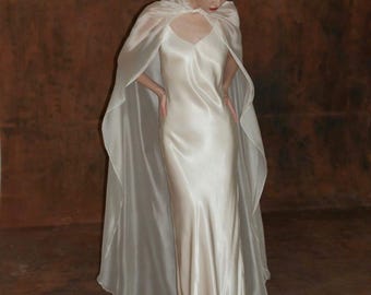 Ivory Dress - Midi Dress - Bridesmaid Dresses - Silk Dress - Simple Wedding Dress - Engagement Dress - Slip Dress - Gift for her