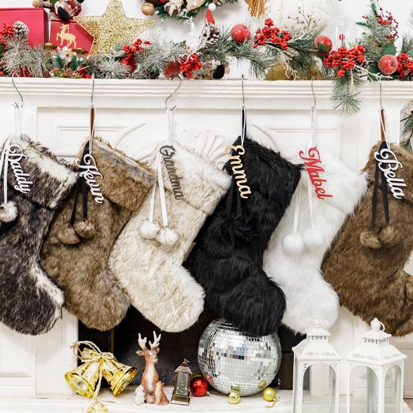 Handmade Large Faux Fur Christmas Stocking - White Arcadia Home main image 0