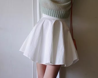 Mini Skirt - Linen Skirt - Flax Skirt - High Waist Skirt - White Skirt - Pleated Skirt - Gift For Her - Over Size Skirt LAA93