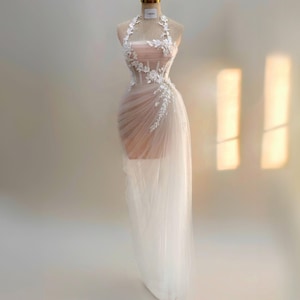 Vestido blanco - Vestido largo - Vestido de fiesta - Vestido de novia sencillo - Vestido de dama de honor - Regalo para ella - Vestido de compromiso - Regalo para la novia