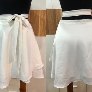 Ivory silk skirt - High waisted skirt - Mini satin skirt - Silk wrap mini skirt- Summer Skirt - Exaggerated Waist Tie- Gift for her LAA90