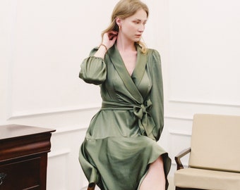 wrap silk dress