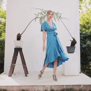 Wrap Dress/ Silk Dress /Bridesmaids dress /Beach wedding dress/ Summer dress/Oversize dress/ Women Day Gift/ Gift For Her/ Open Back Dress