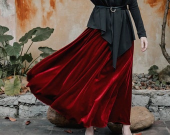 Velvet maxi skirt - High waisted skirt - Velvet clothing - Long Skirt - Christmas Velvet Skirt - Long Velvet Skirt - Winter Skirt LAA91