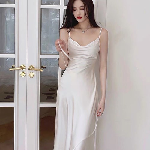 Ivory Dress/Silk Dress/Slip Dress/Silk slip dress/Summer dress/Engagement dress/Bridesmaids dress/ Simple Wedding dress/Gift for her