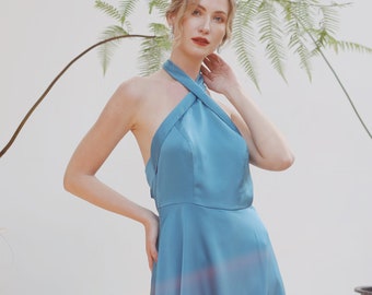 Robe en soie- Slip Dress - Robe col Licol - Robe de bal - Robe de fiançailles - Robe d’invité de mariée - Robe de mulet - Robe de taille plus