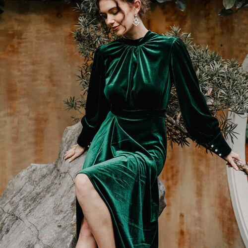 emerald green winter dress