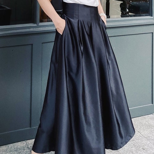 Maxi Skirt - Midi Skirt - High waisted skirt - Silk Skirt- Long Skirt - Midi satin skirt - Plus Size Skirt - Gift For Her - Pleated Skirt