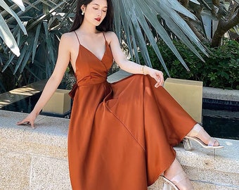 Maxi Dress - Open back dress - Silk dress - Summer dress - Engagement dress - Bridesmaid Dresses - Dress For Beach - Gift For Her LAA19