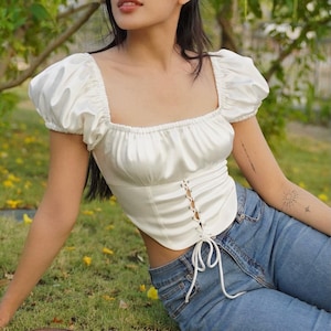 Blouse col carré clearance