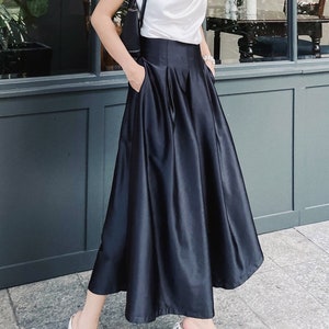 Maxi Skirt - Midi Skirt - High waisted skirt - Silk Skirt- Long Skirt - Plus Size Skirt - Gift For Her - Pleated Skirt LAA92