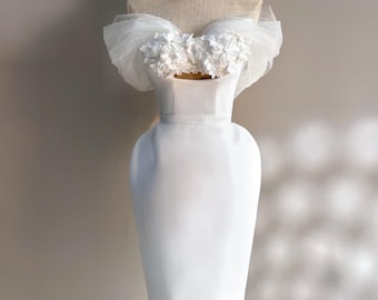 1990s Jim Hjelm Halter Wedding Gown: Ivory Tulle Skirt, Size 14 - Etsy