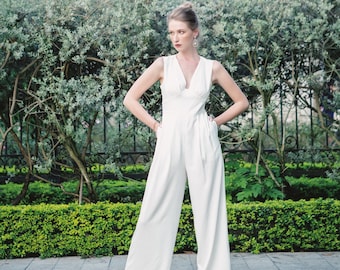 Bridesmaid Jumpsuit - White jumpsuit - Wedding Jumpsuit - Wedding guest jumpsuit - GIft for her - Jumpsuit women LAA102