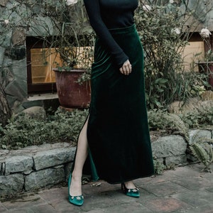 Purple Long Velvet Skirt, Swing Velvet Skirt, High Waisted