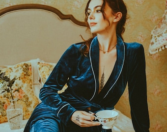 Long Velvet Pajamas / Winter Set / Velvet Suit Women / Winter Women Pajamas /Velvet Women Set/ Christmas Gift/ Gift for her LAA156