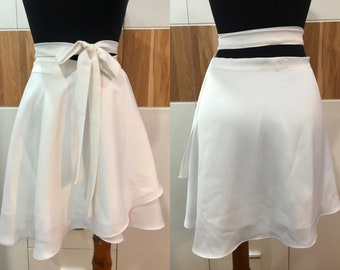 Ivory silk skirt - High waisted skirt - Mini satin skirt - Silk wrap mini skirt- Summer Skirt - Exaggerated Waist Tie- Gift for her LAA90